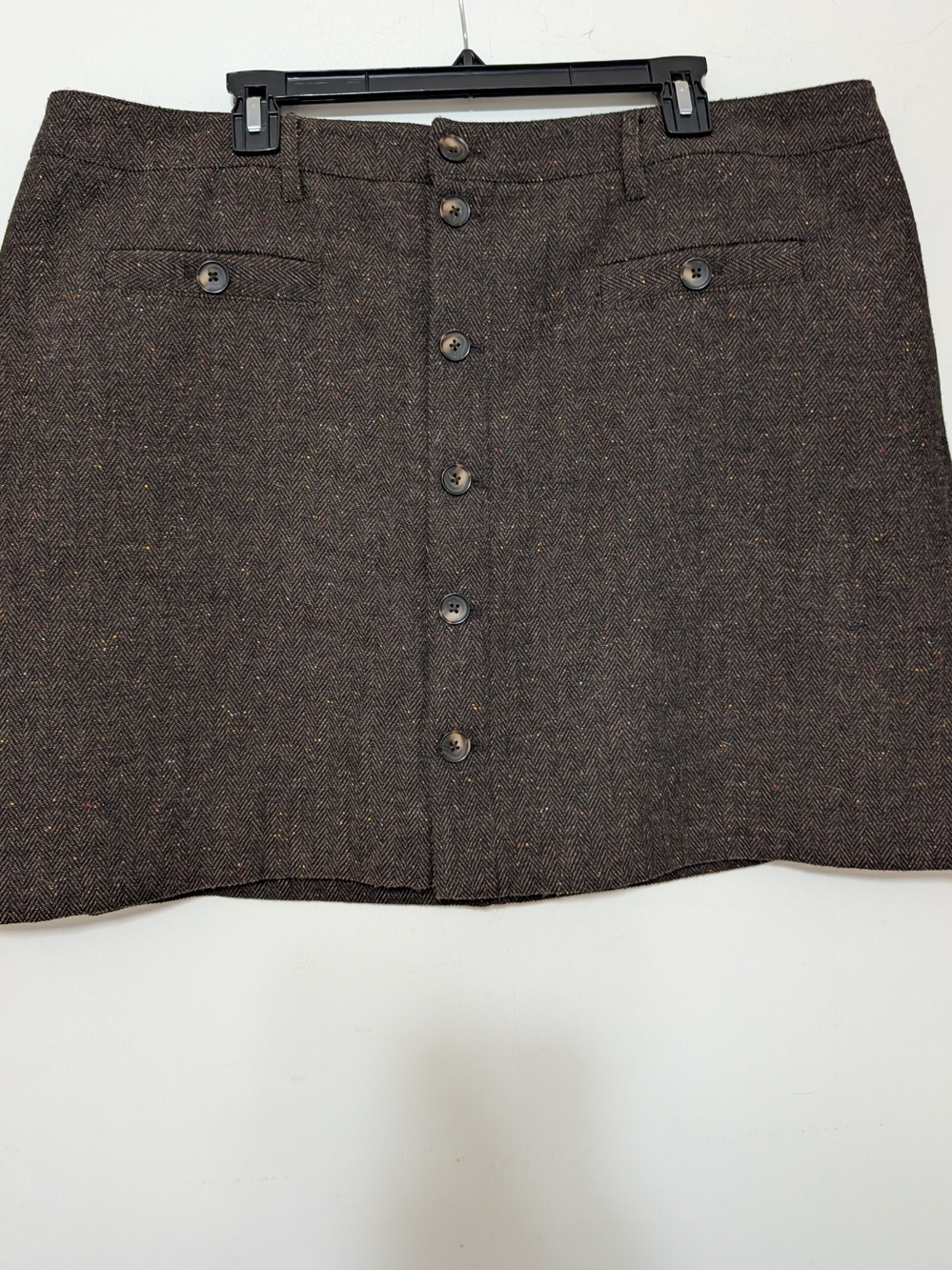 Penningtons Brown Tweed Button-Front Mini Skirt